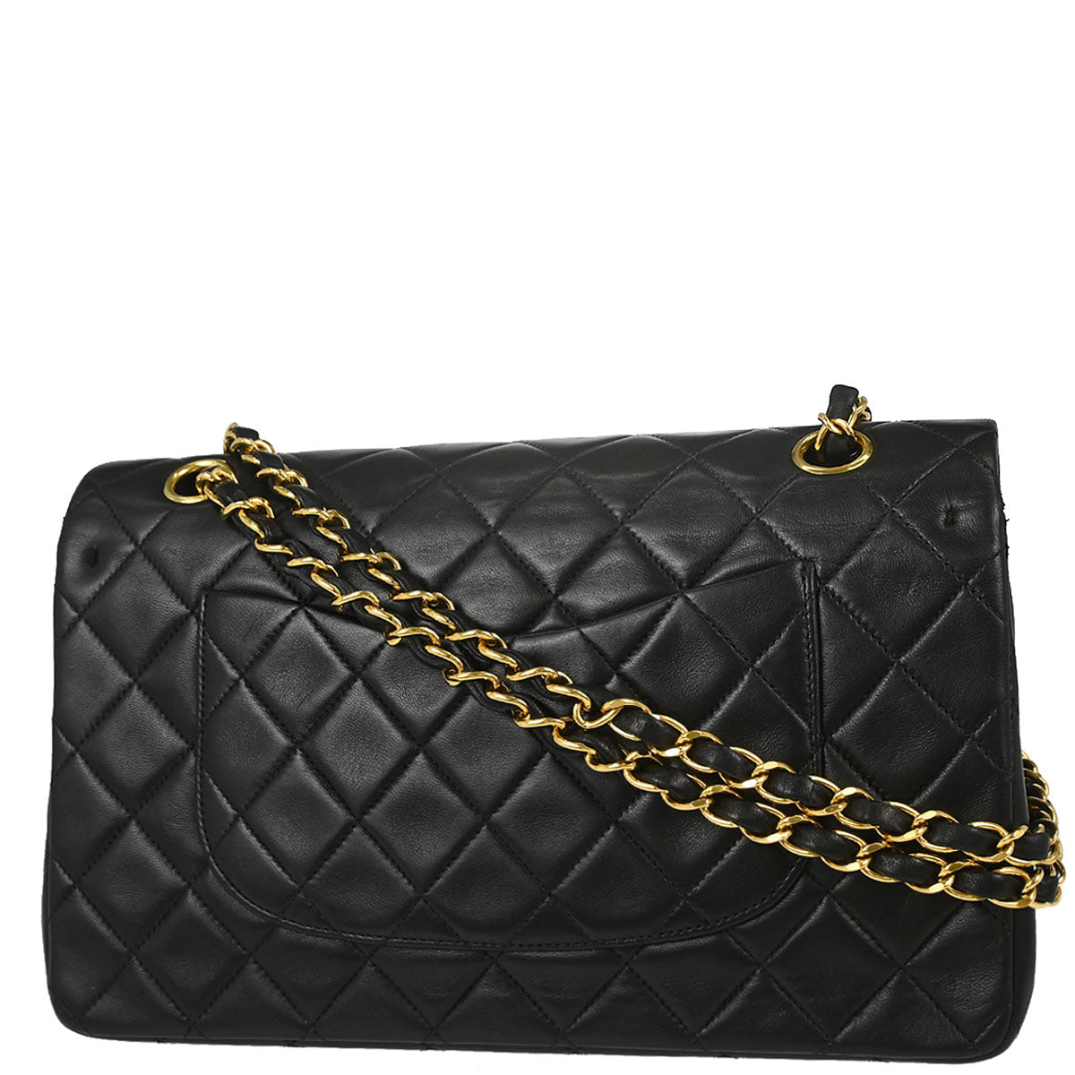 Chanel Black Lambskin Medium Classic Double Flap Shoulder Bag