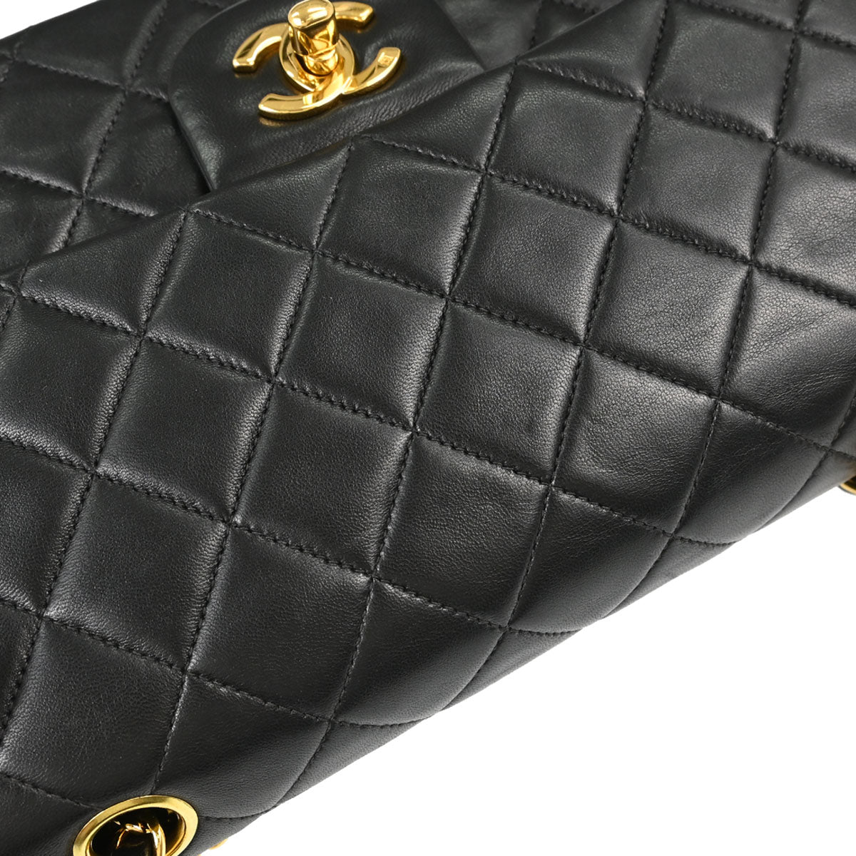 Chanel Black Lambskin Medium Classic Double Flap Shoulder Bag