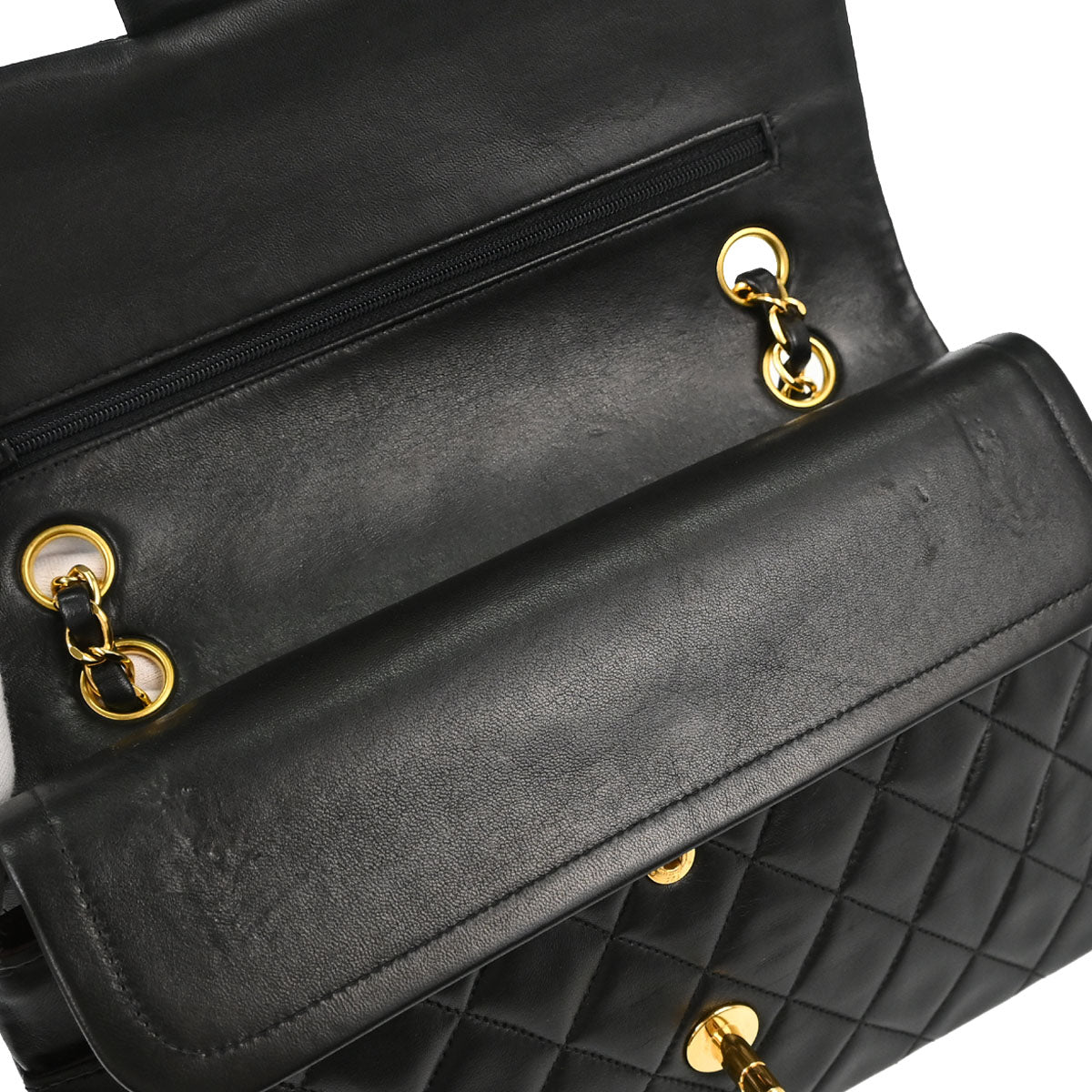 Chanel Black Lambskin Medium Classic Double Flap Shoulder Bag