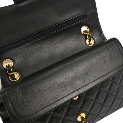 Chanel Black Lambskin Medium Classic Double Flap Shoulder Bag