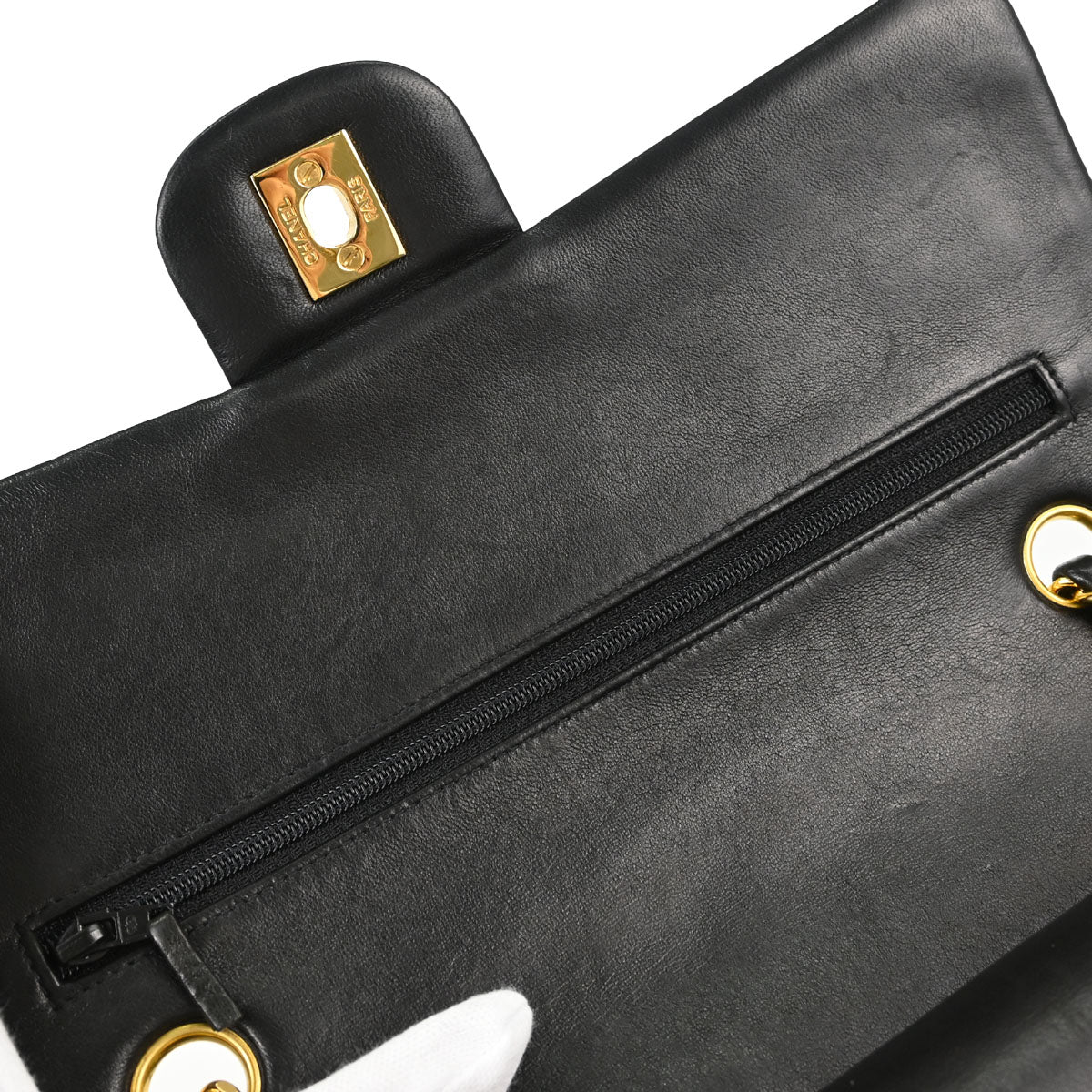 Chanel Black Lambskin Medium Classic Double Flap Shoulder Bag