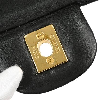 Chanel Black Lambskin Medium Classic Double Flap Shoulder Bag