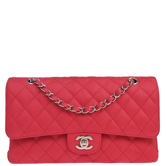 Chanel Red Caviar Skin Medium Classic Double Flap Shoulder Bag