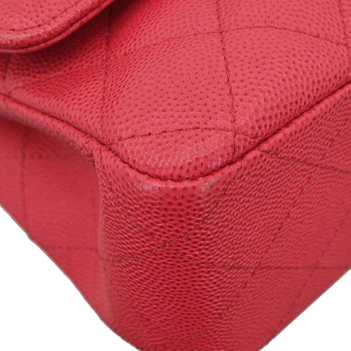 Chanel Red Caviar Skin Medium Classic Double Flap Shoulder Bag