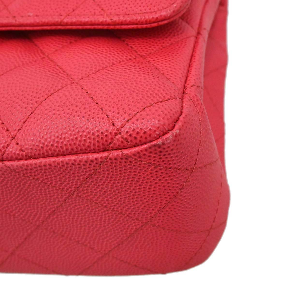 Chanel Red Caviar Skin Medium Classic Double Flap Shoulder Bag