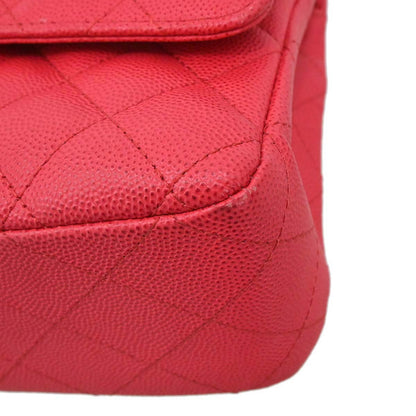 Chanel Red Caviar Skin Medium Classic Double Flap Shoulder Bag