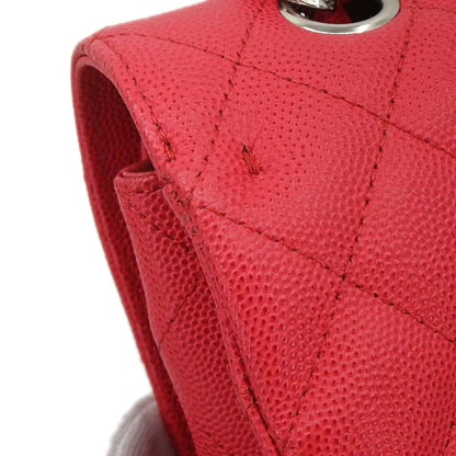 Chanel Red Caviar Skin Medium Classic Double Flap Shoulder Bag