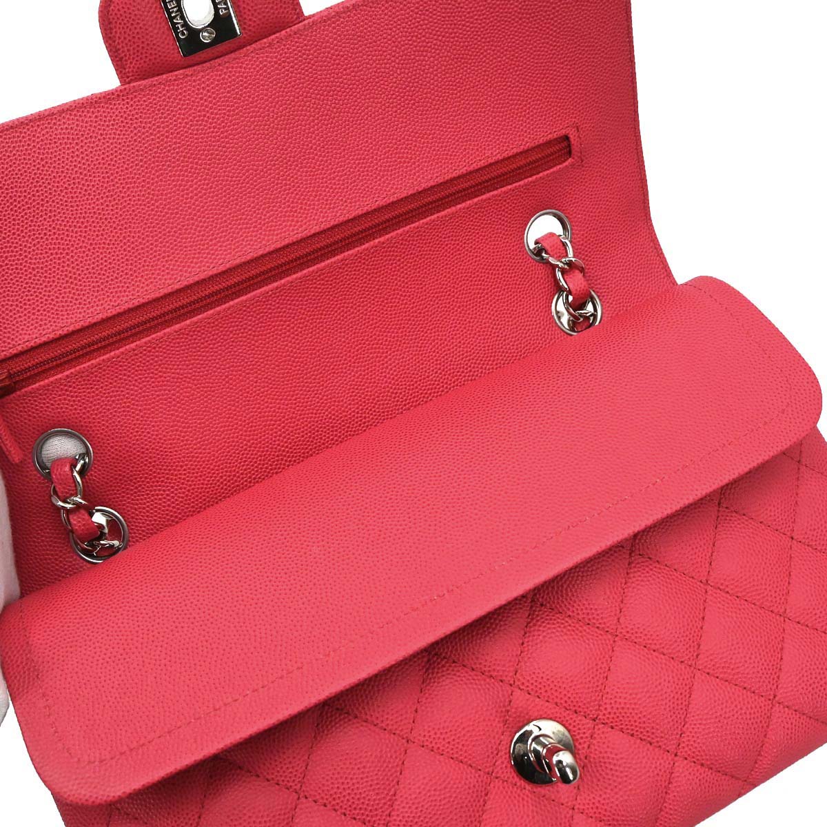 Chanel Red Caviar Skin Medium Classic Double Flap Shoulder Bag