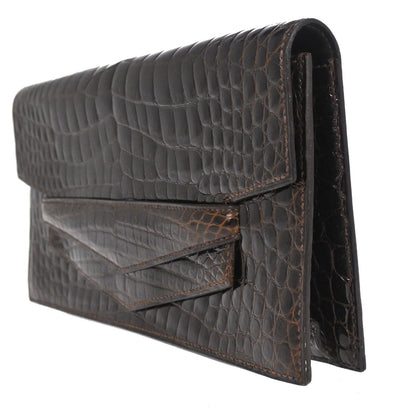 Hermes * Brown Caiman Faco Elan Clutch Bag