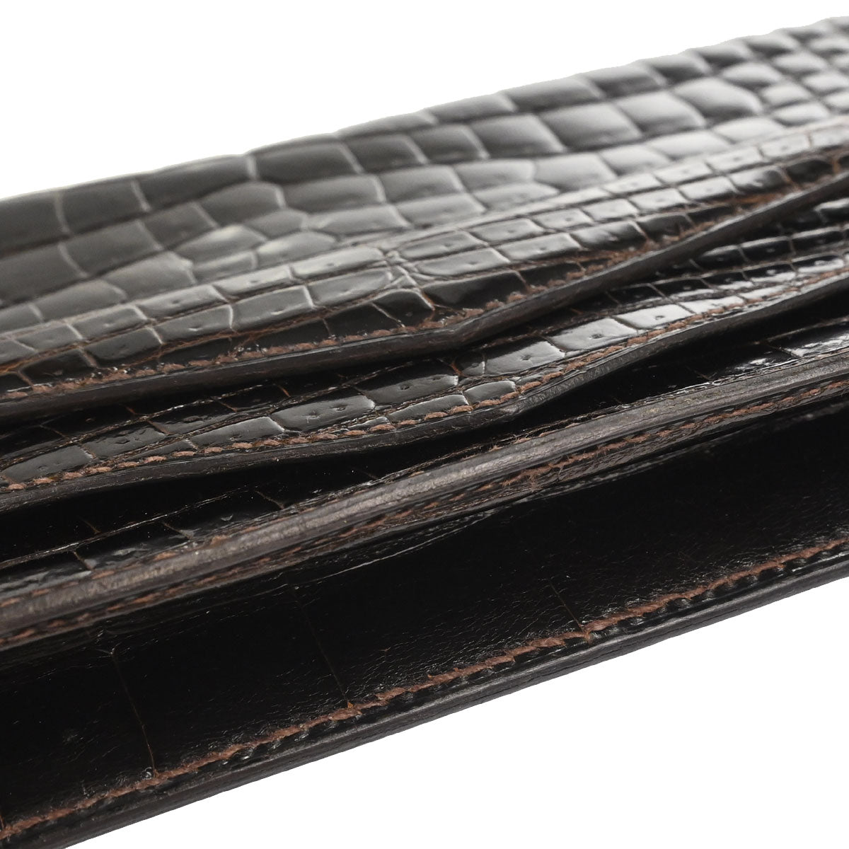 Hermes * Brown Caiman Faco Elan Clutch Bag
