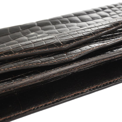 Hermes * Brown Caiman Faco Elan Clutch Bag