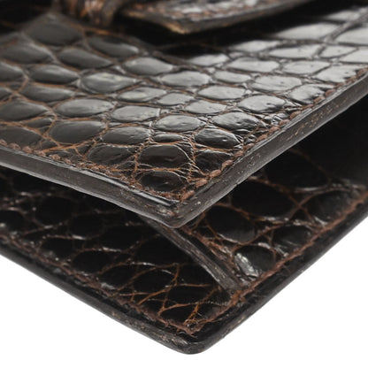 Hermes * Brown Caiman Faco Elan Clutch Bag