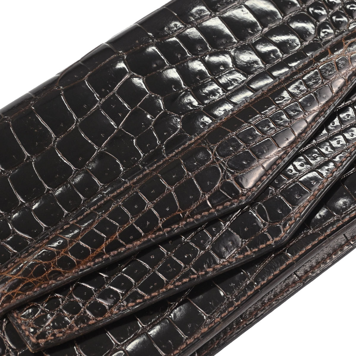 Hermes * Brown Caiman Faco Elan Clutch Bag