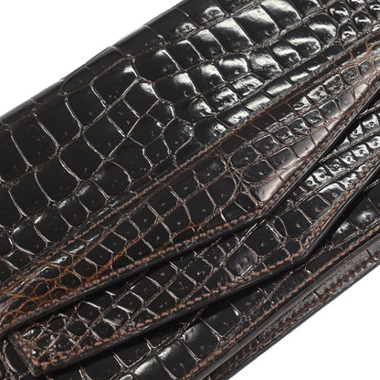 Hermes * Brown Caiman Faco Elan Clutch Bag