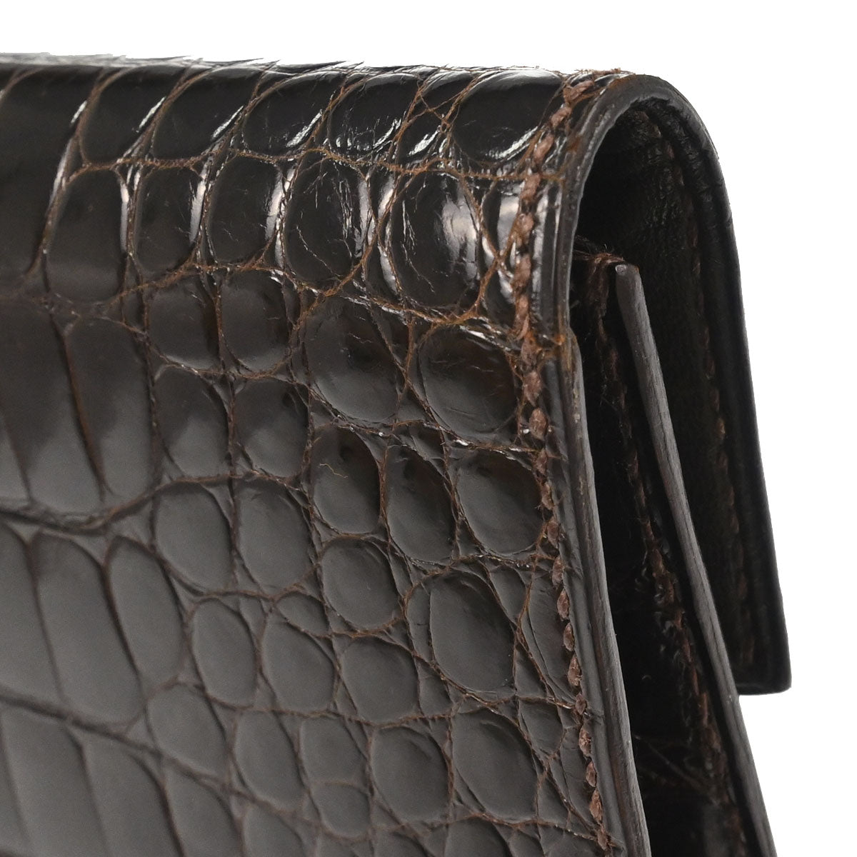 Hermes * Brown Caiman Faco Elan Clutch Bag