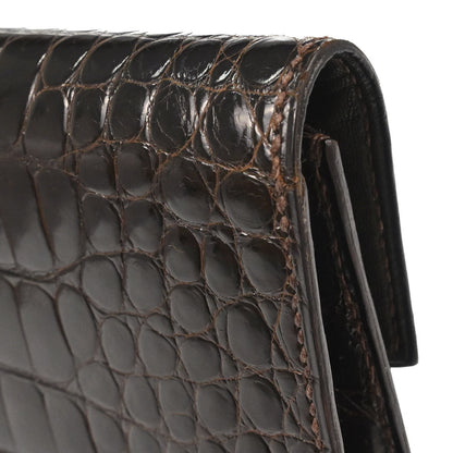 Hermes * Brown Caiman Faco Elan Clutch Bag