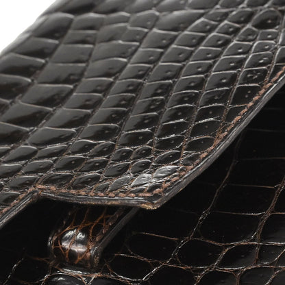 Hermes * Brown Caiman Faco Elan Clutch Bag