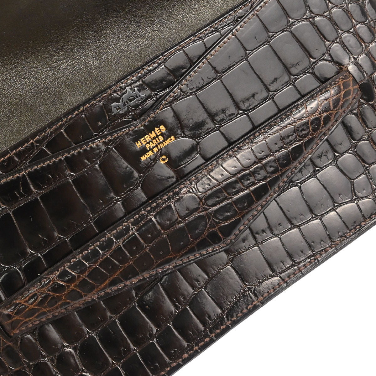 Hermes * Brown Caiman Faco Elan Clutch Bag