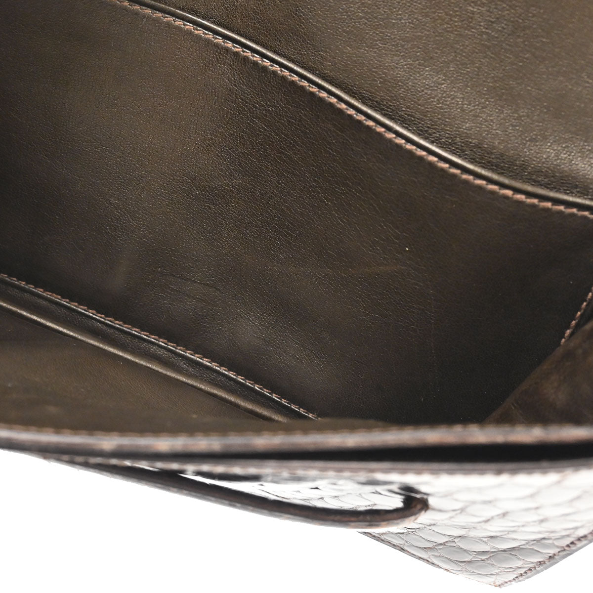 Hermes * Brown Caiman Faco Elan Clutch Bag