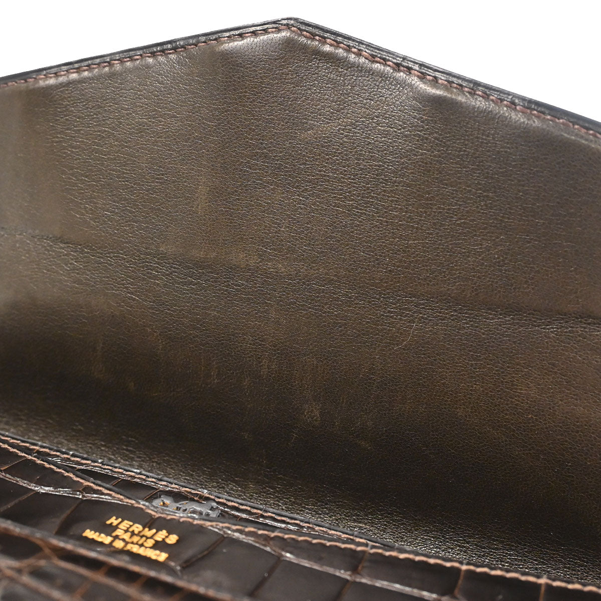 Hermes * Brown Caiman Faco Elan Clutch Bag