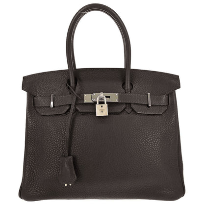 Hermes Chocolat Taurillon Clemence Birkin 30 Handbag