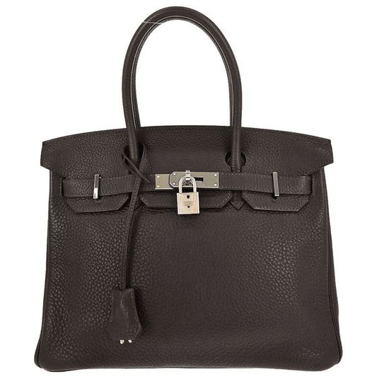 Hermes Chocolat Taurillon Clemence Birkin 30 Handbag