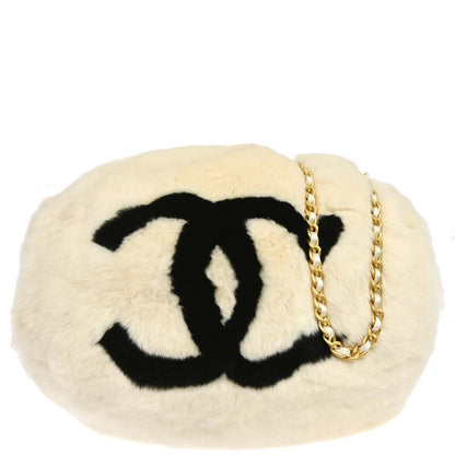 Chanel Ivory Lapin Fur Hand Warmer Shoulder Bag