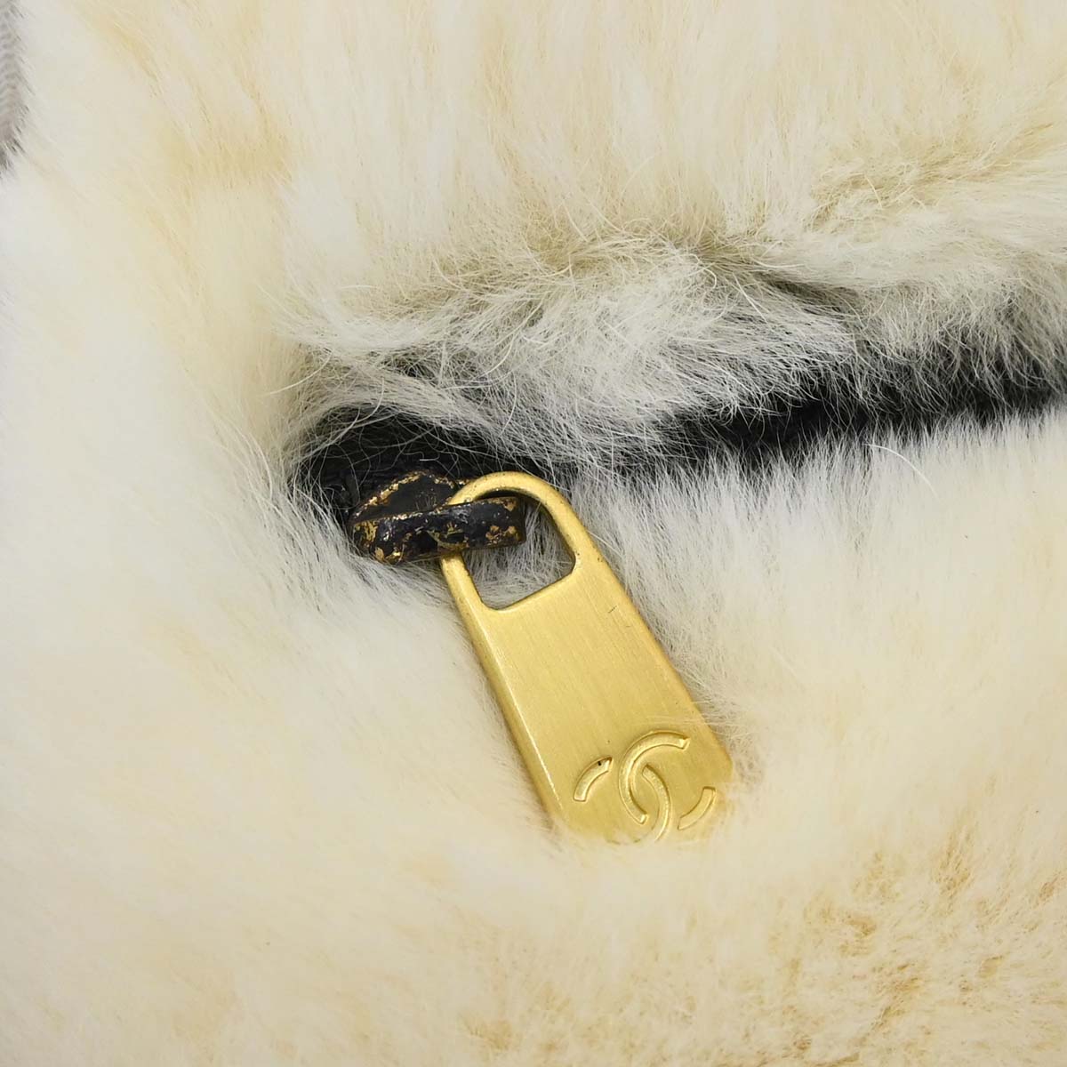 Chanel Ivory Lapin Fur Hand Warmer Shoulder Bag