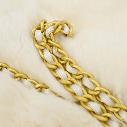 Chanel Ivory Lapin Fur Hand Warmer Shoulder Bag