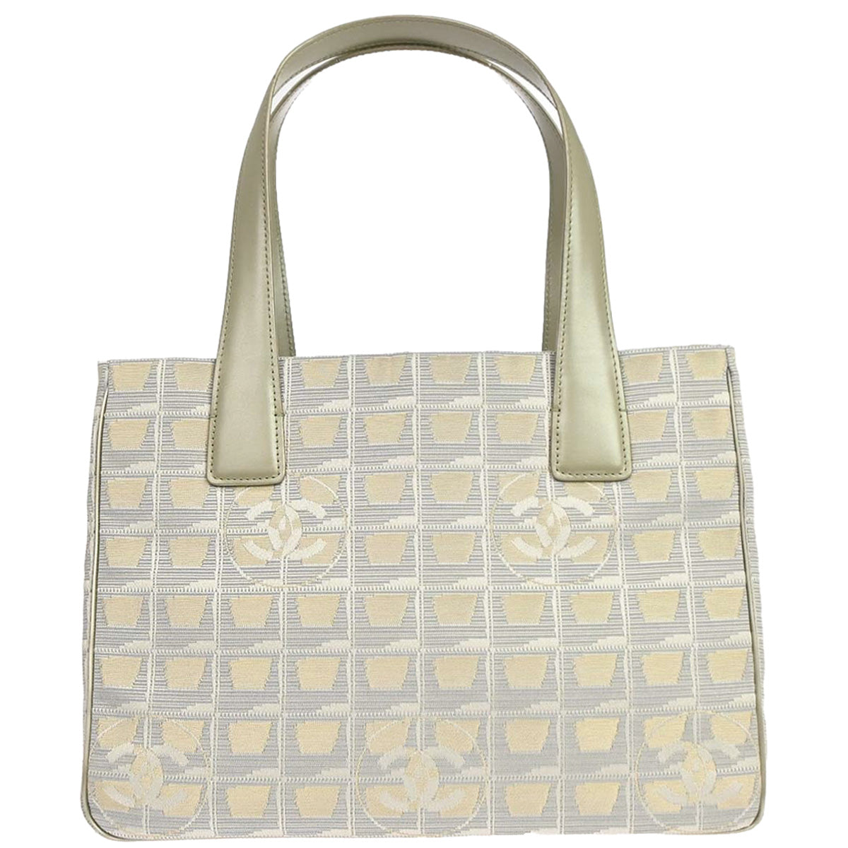 Chanel 2005-2006 Gold Jacquard Nylon Travel Line Tote Handbag