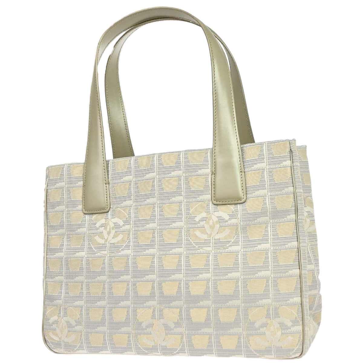 Chanel 2005-2006 Gold Jacquard Nylon Travel Line Tote Handbag