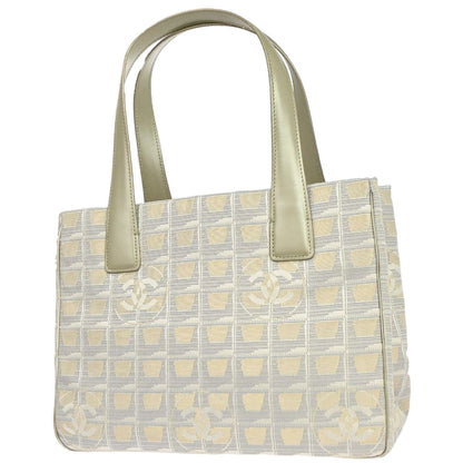 Chanel 2005-2006 Gold Jacquard Nylon Travel Line Tote Handbag