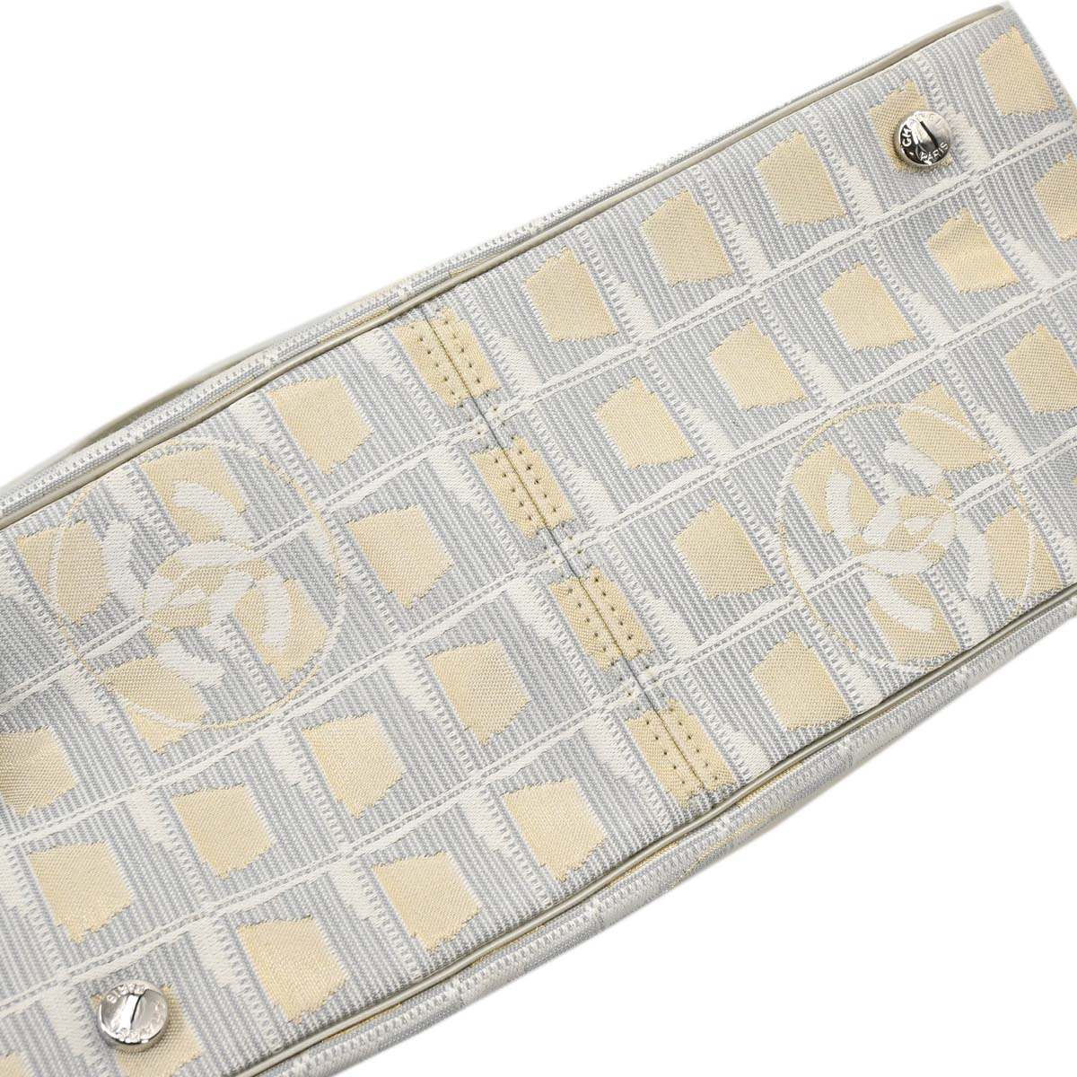 Chanel 2005-2006 Gold Jacquard Nylon Travel Line Tote Handbag