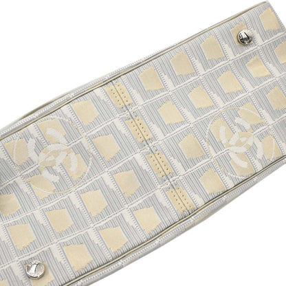 Chanel 2005-2006 Gold Jacquard Nylon Travel Line Tote Handbag