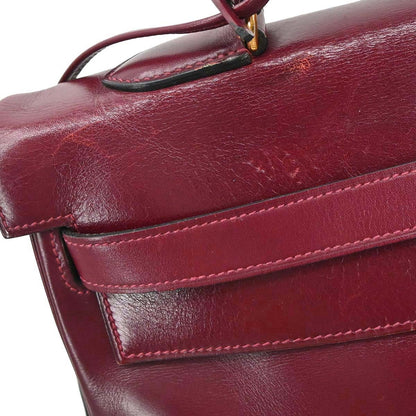 Hermes Bordeaux Box Calf Kelly 35 Retourne Handbag