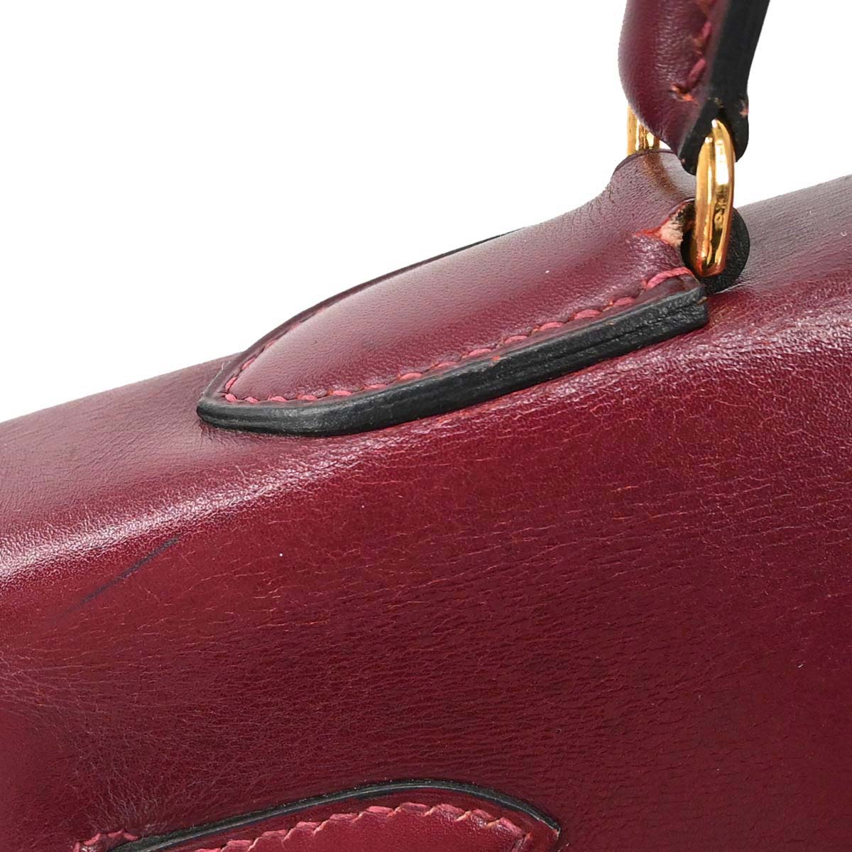 Hermes Bordeaux Box Calf Kelly 35 Retourne Handbag
