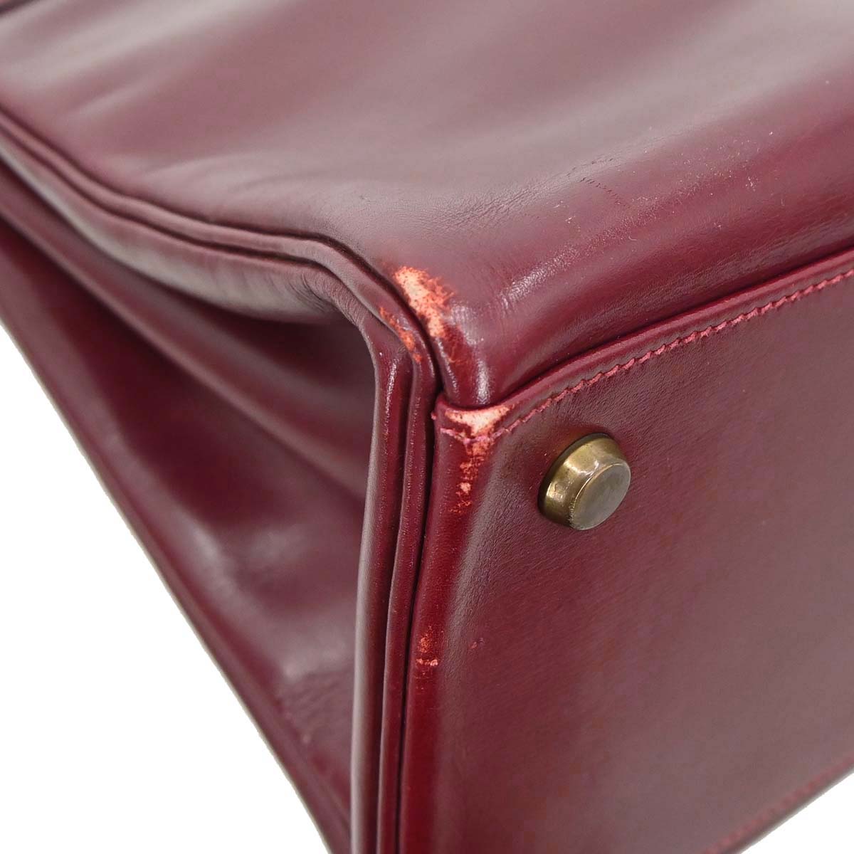 Hermes Bordeaux Box Calf Kelly 35 Retourne Handbag