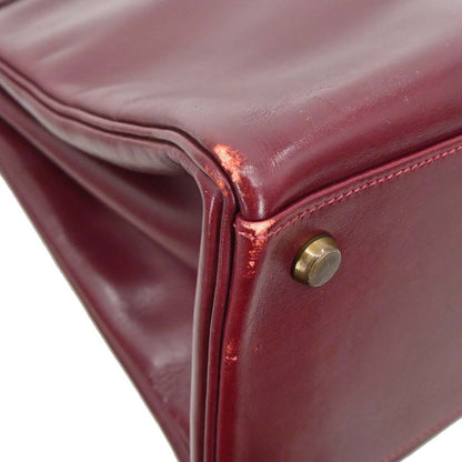Hermes Bordeaux Box Calf Kelly 35 Retourne Handbag