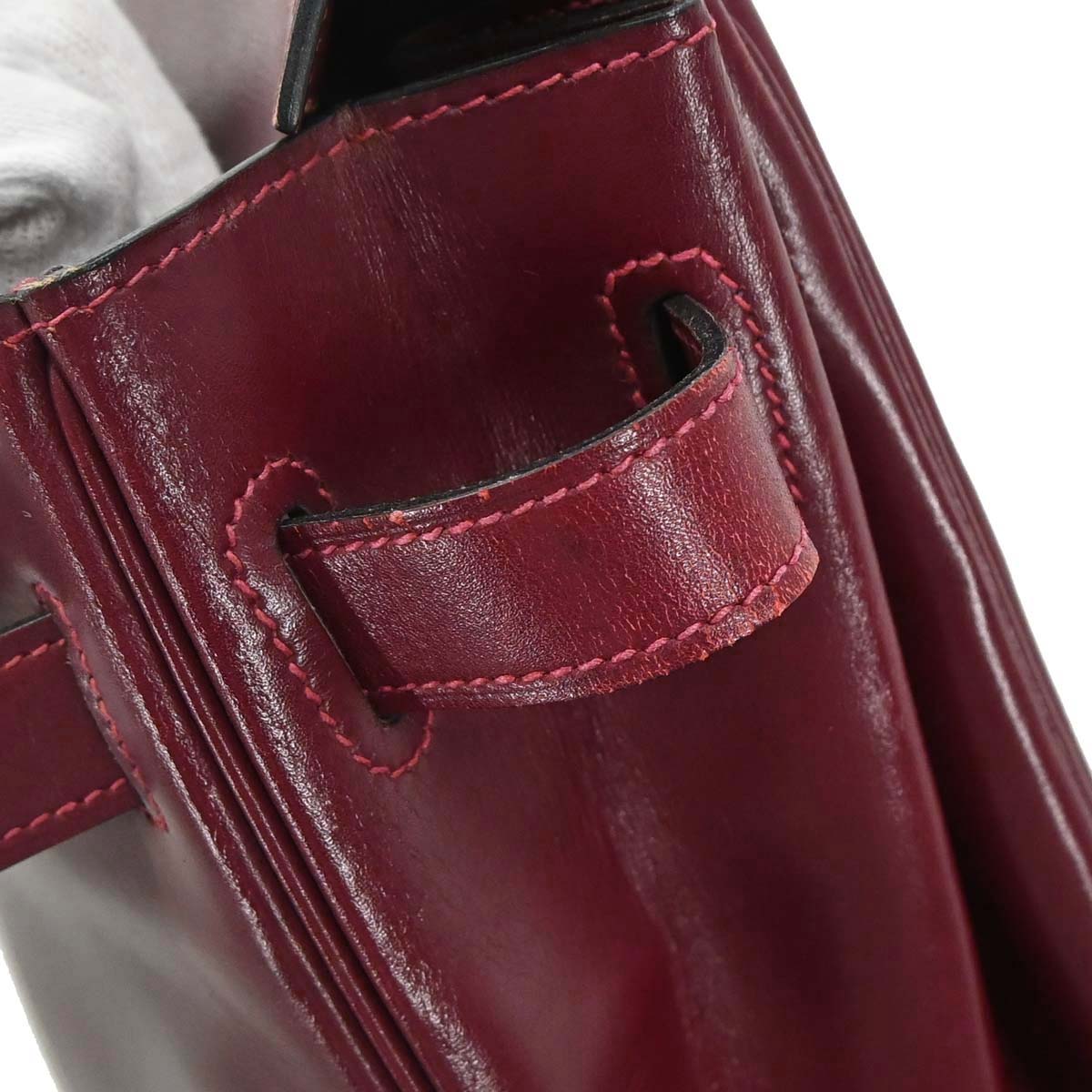 Hermes Bordeaux Box Calf Kelly 35 Retourne Handbag
