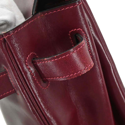 Hermes Bordeaux Box Calf Kelly 35 Retourne Handbag