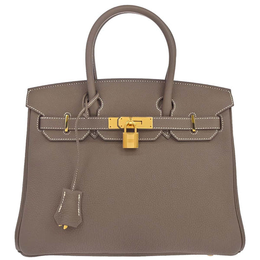 Hermes Etoupe Gray Togo Birkin 30 Handbag