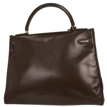 Hermes Havane Box Calf Kelly 32 Retourne Handbag
