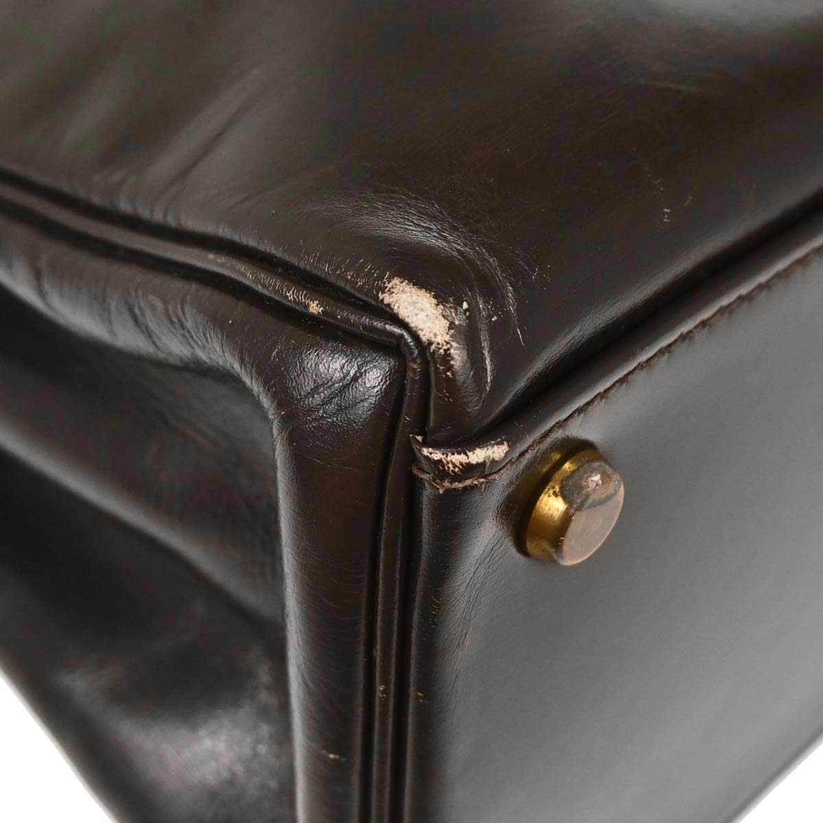 Hermes Havane Box Calf Kelly 32 Retourne Handbag