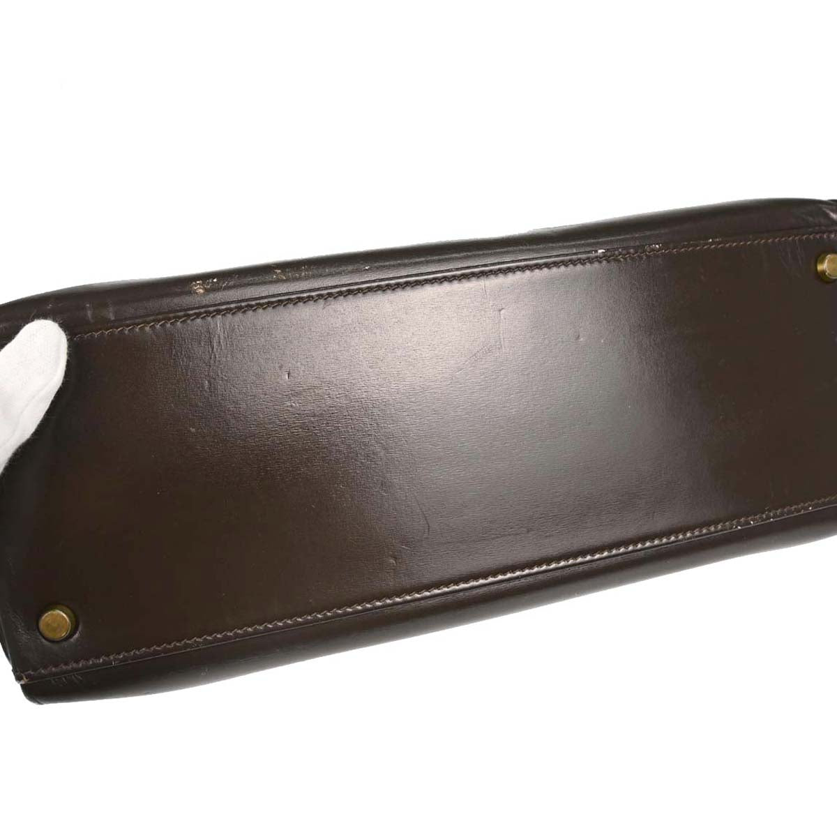 Hermes Havane Box Calf Kelly 32 Retourne Handbag