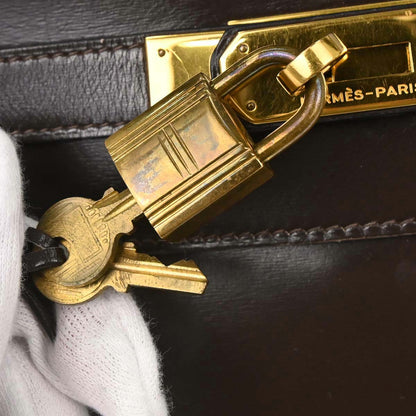 Hermes Havane Box Calf Kelly 32 Retourne Handbag