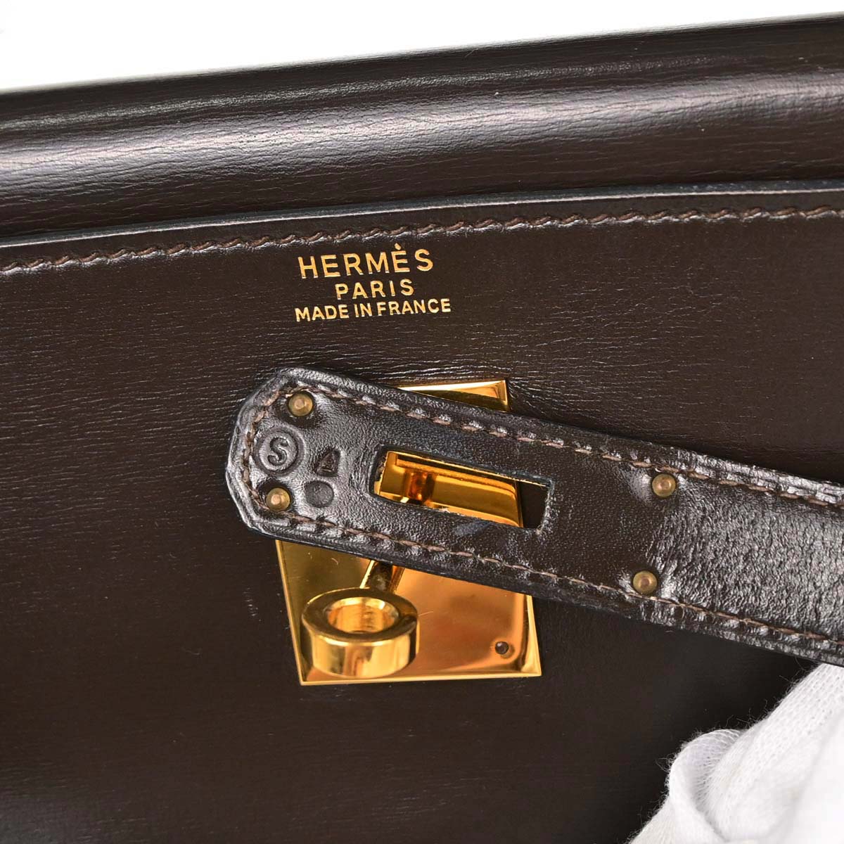 Hermes Havane Box Calf Kelly 32 Retourne Handbag