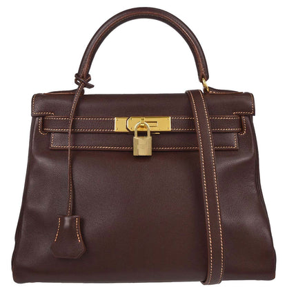 Hermes Havane Gulliver Kelly 28 Retourne 2way Shoulder Handbag
