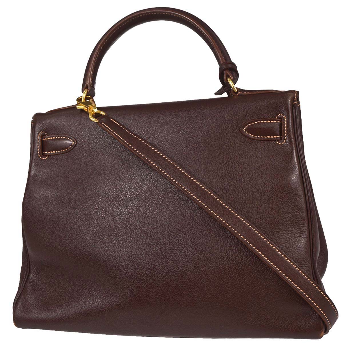 Hermes Havane Gulliver Kelly 28 Retourne 2way Shoulder Handbag