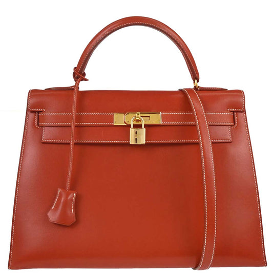 Hermes Etrusque Box Calf Kelly 32 Sellier 2way Shoulder Handbag