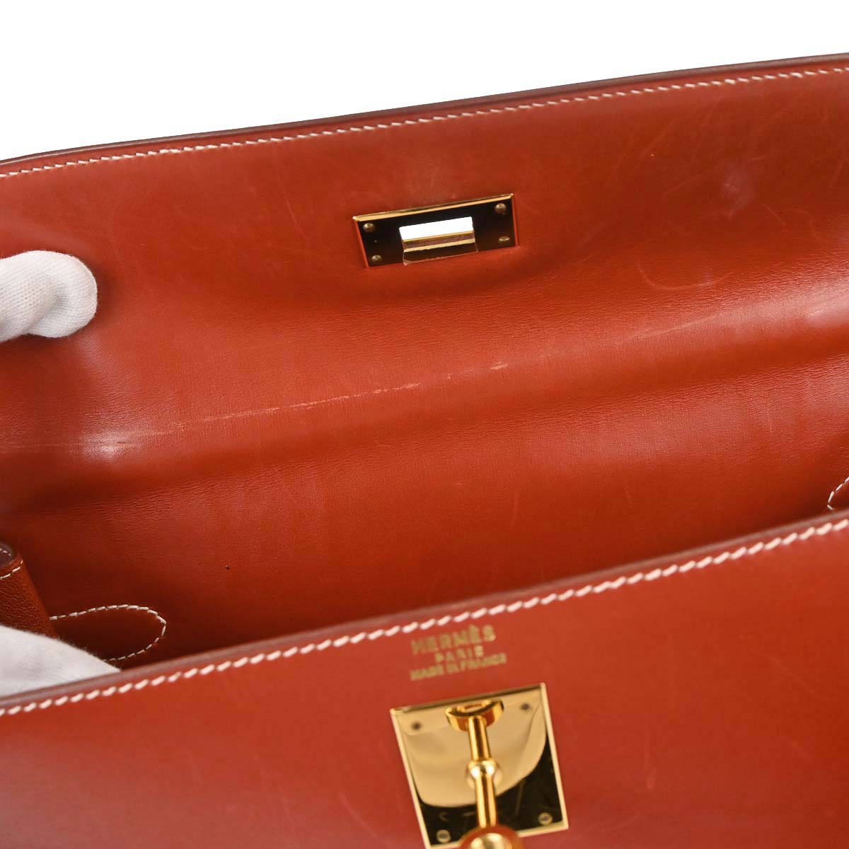 Hermes Etrusque Box Calf Kelly 32 Sellier 2way Shoulder Handbag